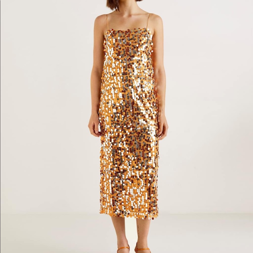 Mango Orange Sequin Dress (Size 6)